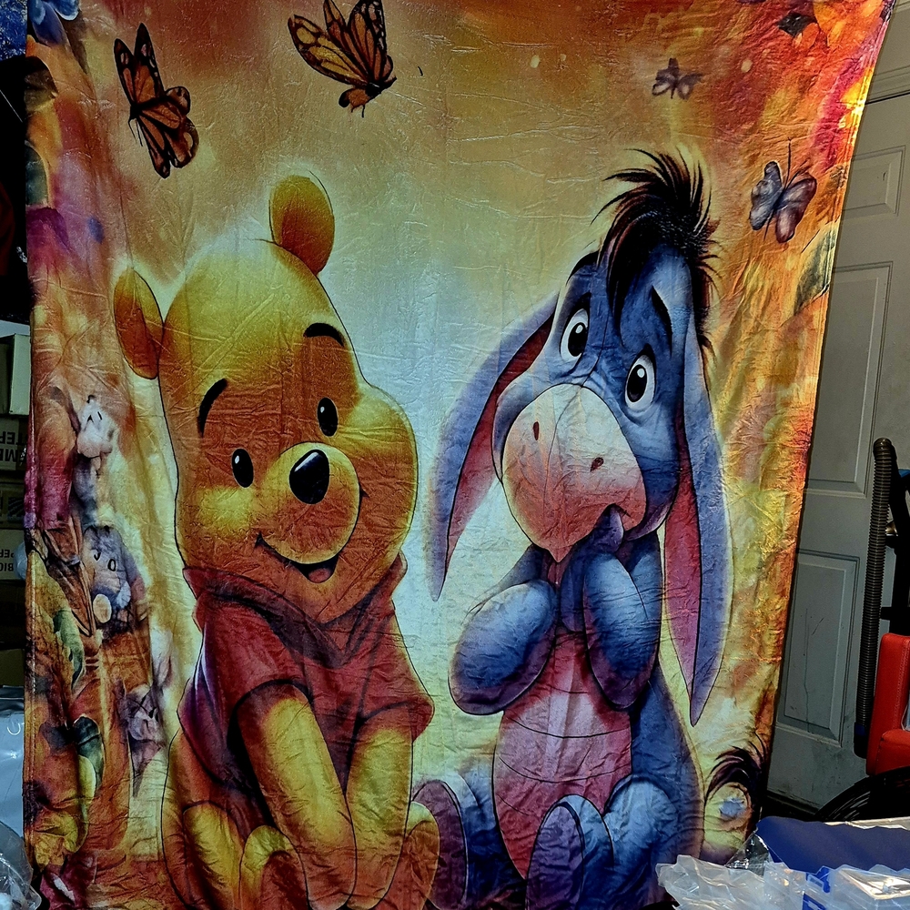 SUPER SALE! Disney Winnie the Pooh and Eeyore Blanket - Yellow and Blue
